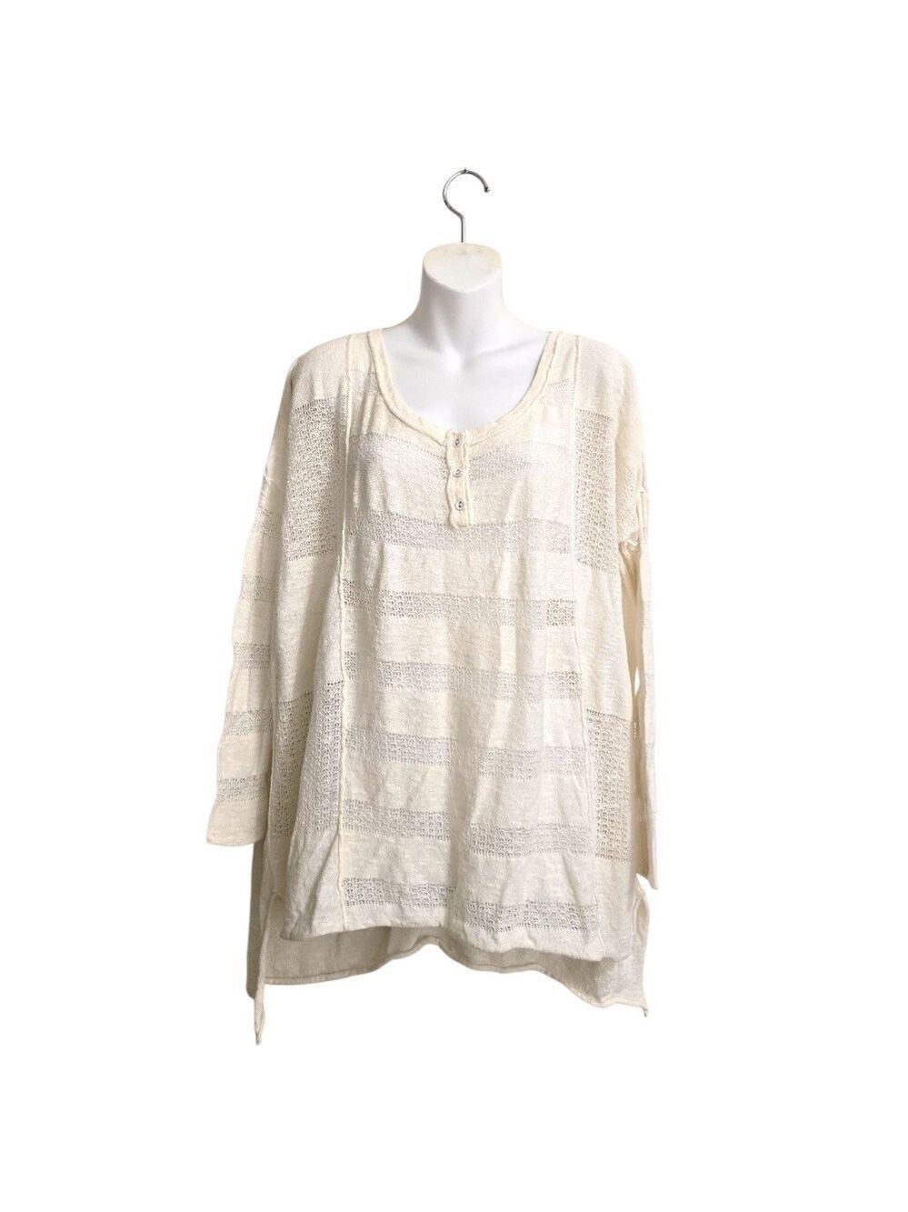 Free People Wild Horses Linen Blend Oversized Tunic Henley Sz XS